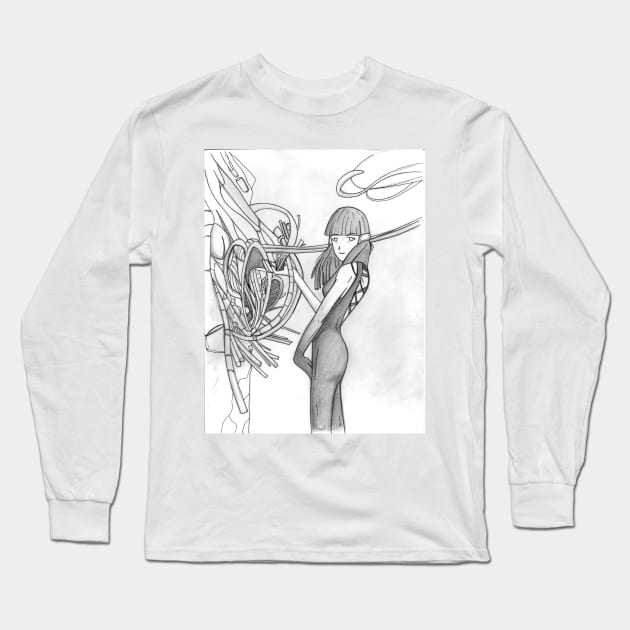 multiverse technical wizard goddess in sketch art wallpaper Long Sleeve T-Shirt by jorge_lebeau